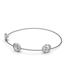 Tektaş Daire Bilezik - Swarovski 14 ayar beyaz altın bilezik (40 cm gümüş rolo zincir) #fsas53