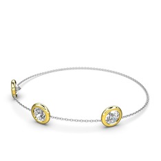 Tektaş Daire Bilezik - Swarovski 14 ayar altın bilezik (40 cm beyaz altın rolo zincir) #g66yaq