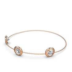 Tektaş Daire Bilezik - Swarovski 14 ayar rose altın bilezik (40 cm rose altın rolo zincir) #g9nsf8