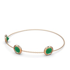 Tektaş Daire Bilezik - Kök zümrüt 925 ayar rose altın kaplama gümüş bilezik (40 cm rose altın rolo zincir) #guym7m