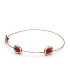 Tektaş Daire Bilezik - Kök yakut 18 ayar rose altın bilezik (40 cm rose altın rolo zincir) #o4whxl