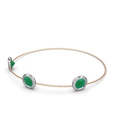Tektaş Daire Bilezik - Kök zümrüt 8 ayar beyaz altın bilezik (40 cm rose altın rolo zincir) #oruuef