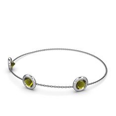 Tektaş Daire Bilezik - Peridot 925 ayar gümüş bilezik (40 cm gümüş rolo zincir) #sl4slk