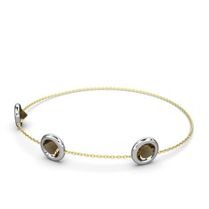 Tektaş Daire Bilezik - Dumanlı kuvars 14 ayar beyaz altın bilezik (40 cm altın rolo zincir) #tavthw