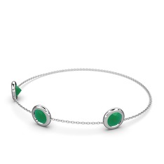 Tektaş Daire Bilezik - Kök zümrüt 18 ayar beyaz altın bilezik (40 cm gümüş rolo zincir) #tiftrm