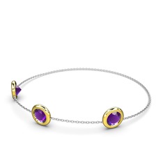 Tektaş Daire Bilezik - Ametist 14 ayar altın bilezik (40 cm beyaz altın rolo zincir) #tjihcu