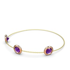 Tektaş Daire Bilezik - Ametist 14 ayar rose altın bilezik (40 cm gümüş rolo zincir) #ze3rtq