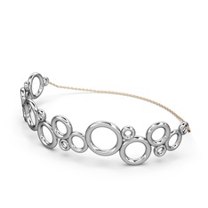 Bubble Daire Bilezik - 14 ayar beyaz altın bilezik (17 cm rose altın rolo zincir) #1smvnxx