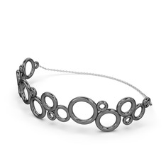 Bubble Daire Bilezik - 925 ayar siyah rodyum kaplama gümüş bilezik (17 cm beyaz altın rolo zincir) #hmy8ud