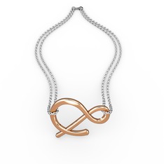 Ve Bilezik - 18 ayar rose altın bilezik (40 cm beyaz altın rolo zincir) #17ikwp8