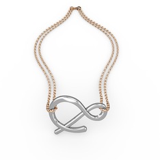 8 ayar beyaz altın bilezik (40 cm rose altın rolo zincir)