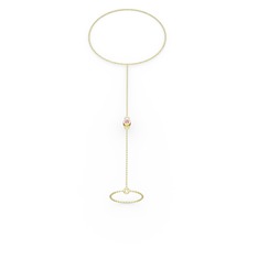 Tektaş Şahmeran Bilezik - Pembe kuvars 8 ayar altın bilezik (40 cm altın rolo zincir) #105i5lz