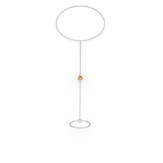 Peridot 925 ayar rose altın kaplama gümüş bilezik (40 cm beyaz altın rolo zincir)