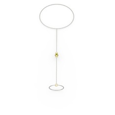 Tektaş Şahmeran Bilezik - Peridot 8 ayar altın bilezik (40 cm beyaz altın rolo zincir) #11w4lcp