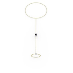 Tektaş Şahmeran Bilezik - Siyah zirkon 925 ayar gümüş bilezik (40 cm altın rolo zincir) #1289798
