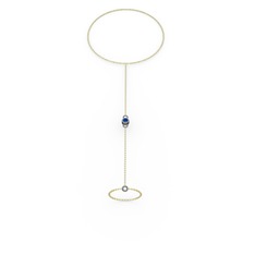 Tektaş Şahmeran Bilezik - Lab safir 925 ayar siyah rodyum kaplama gümüş bilezik (40 cm altın rolo zincir) #13agjz0