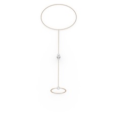 Tektaş Şahmeran Bilezik - Swarovski 18 ayar beyaz altın bilezik (40 cm rose altın rolo zincir) #142qefu