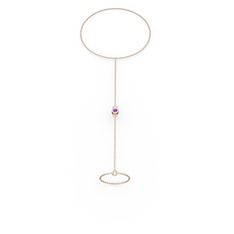 Tektaş Şahmeran Bilezik - Ametist 925 ayar rose altın kaplama gümüş bilezik (40 cm rose altın rolo zincir) #14df8wy