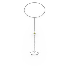Tektaş Şahmeran Bilezik - Peridot 18 ayar beyaz altın bilezik (40 cm gümüş rolo zincir) #152hzb0