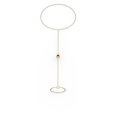 Rodolit garnet 925 ayar altın kaplama gümüş bilezik (40 cm rose altın rolo zincir)