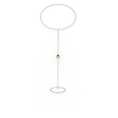 Kök yakut 8 ayar altın bilezik (40 cm beyaz altın rolo zincir)