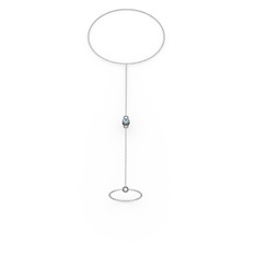 Akuamarin 925 ayar siyah rodyum kaplama gümüş bilezik (40 cm beyaz altın rolo zincir)