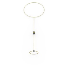 Peridot 925 ayar siyah rodyum kaplama gümüş bilezik (40 cm altın rolo zincir)