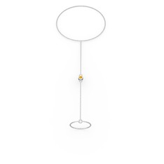 Tektaş Şahmeran Bilezik - Sitrin 14 ayar beyaz altın bilezik (40 cm beyaz altın rolo zincir) #1bvn7zp