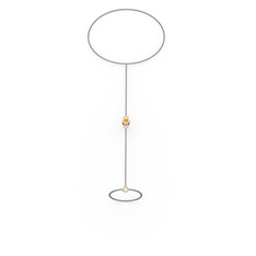 Tektaş Şahmeran Bilezik - Sitrin 925 ayar rose altın kaplama gümüş bilezik (40 cm gümüş rolo zincir) #1cb173a