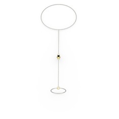 Tektaş Şahmeran Bilezik - Siyah zirkon 14 ayar altın bilezik (40 cm beyaz altın rolo zincir) #1dk417d