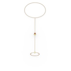 Tektaş Şahmeran Bilezik - Garnet 8 ayar altın bilezik (40 cm rose altın rolo zincir) #1f3cztw