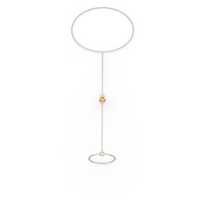 Sitrin 8 ayar rose altın bilezik (40 cm beyaz altın rolo zincir)