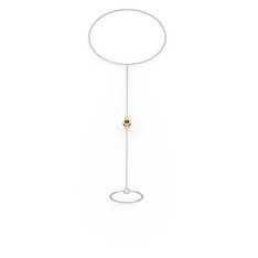 Dumanlı kuvars 8 ayar rose altın bilezik (40 cm beyaz altın rolo zincir)