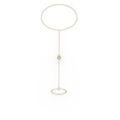 Tektaş Şahmeran Bilezik - Sitrin 18 ayar beyaz altın bilezik (40 cm altın rolo zincir) #1gzx2x8