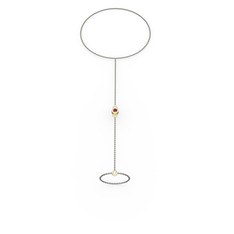 Tektaş Şahmeran Bilezik - Garnet 8 ayar altın bilezik (40 cm gümüş rolo zincir) #1h2p1tp