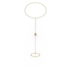 Peridot 925 ayar rose altın kaplama gümüş bilezik (40 cm altın rolo zincir)