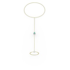 Tektaş Şahmeran Bilezik - Kök zümrüt 18 ayar beyaz altın bilezik (40 cm altın rolo zincir) #1jo6nzc