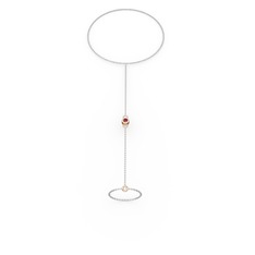 Tektaş Şahmeran Bilezik - Garnet 14 ayar rose altın bilezik (40 cm beyaz altın rolo zincir) #1lnxbvs