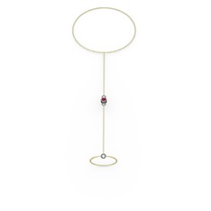 Rodolit garnet 925 ayar siyah rodyum kaplama gümüş bilezik (40 cm altın rolo zincir)