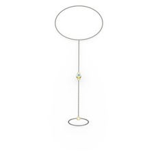 Akuamarin 925 ayar altın kaplama gümüş bilezik (40 cm gümüş rolo zincir)