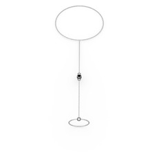 Tektaş Şahmeran Bilezik - Siyah zirkon 925 ayar siyah rodyum kaplama gümüş bilezik (40 cm beyaz altın rolo zincir) #1ms9sgs