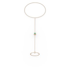 Tektaş Şahmeran Bilezik - Kök zümrüt 18 ayar rose altın bilezik (40 cm rose altın rolo zincir) #1nrj9l6