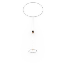 Siyah zirkon 8 ayar rose altın bilezik (40 cm beyaz altın rolo zincir)