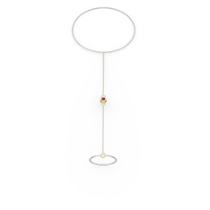 Tektaş Şahmeran Bilezik - Garnet 18 ayar altın bilezik (40 cm beyaz altın rolo zincir) #1q0n2p0