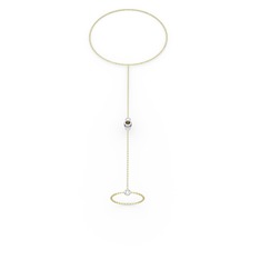 Tektaş Şahmeran Bilezik - Dumanlı kuvars 18 ayar beyaz altın bilezik (40 cm altın rolo zincir) #1qw201s