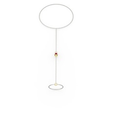 Tektaş Şahmeran Bilezik - Rodolit garnet 18 ayar altın bilezik (40 cm beyaz altın rolo zincir) #1qy221t