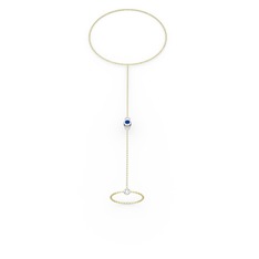 Lab safir 18 ayar beyaz altın bilezik (40 cm altın rolo zincir)