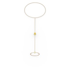 Tektaş Şahmeran Bilezik - Sitrin 925 ayar altın kaplama gümüş bilezik (40 cm gümüş rolo zincir) #1rg40sn