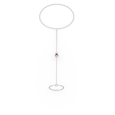 Kök yakut 925 ayar gümüş bilezik (40 cm beyaz altın rolo zincir)