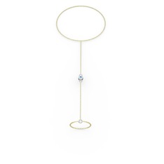 Tektaş Şahmeran Bilezik - Akuamarin 8 ayar beyaz altın bilezik (40 cm altın rolo zincir) #1slhgfr